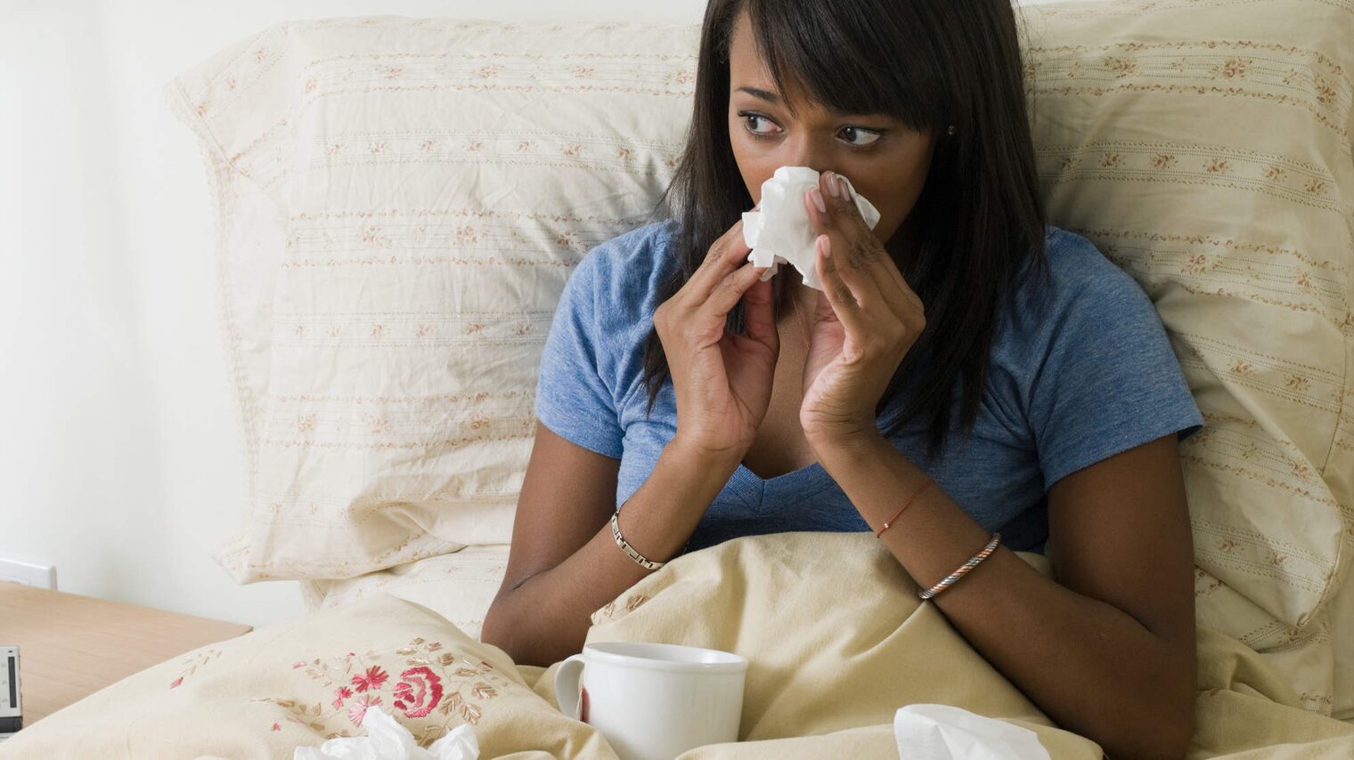 Woman resting while unwell